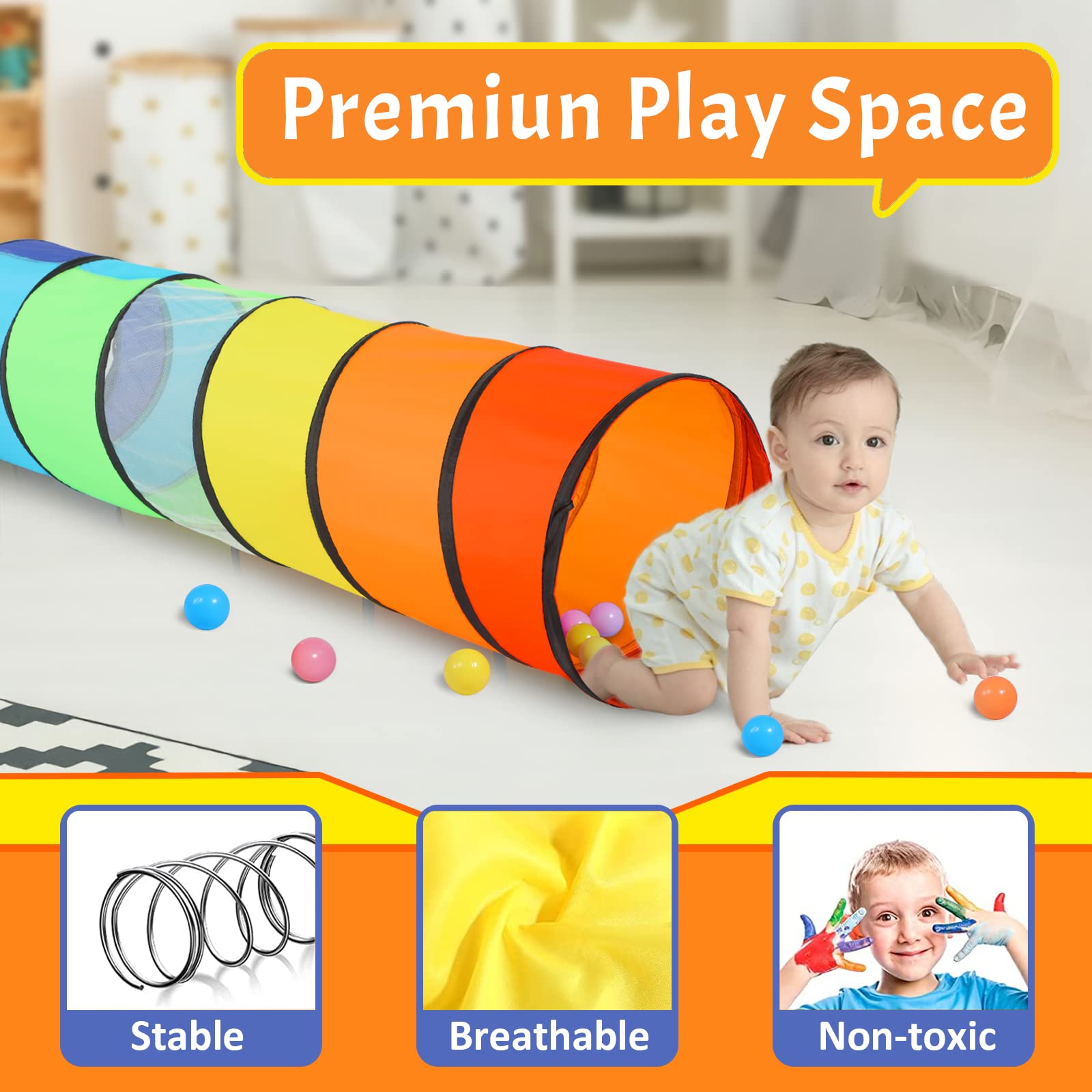 SweHouse rainbow tunnel used during playtime for active kids.