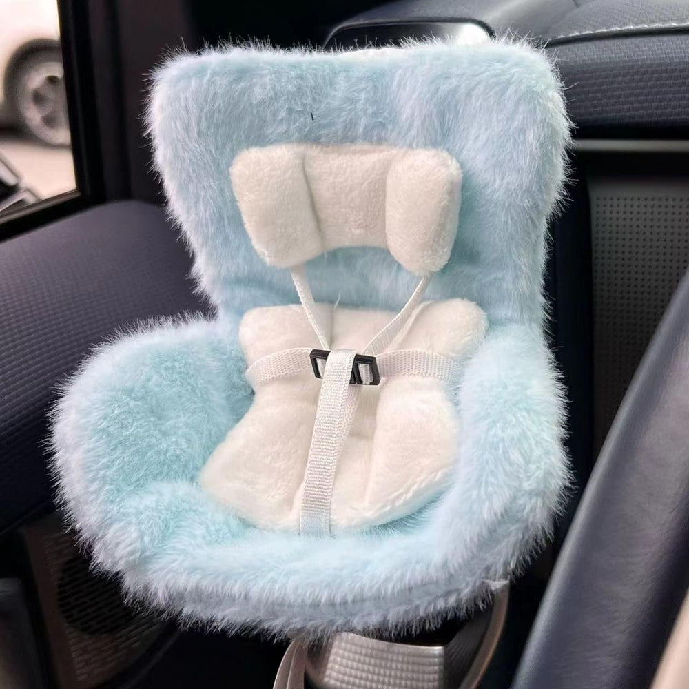 SwiftServ doll car seat blue base shown in a stylish display, secure ride-ready look