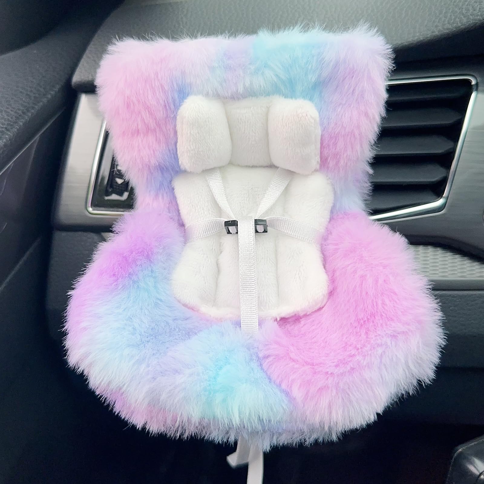 SwiftServ doll seat base with plush cushion provides secure, cute car decor for 3–8 inch figures.