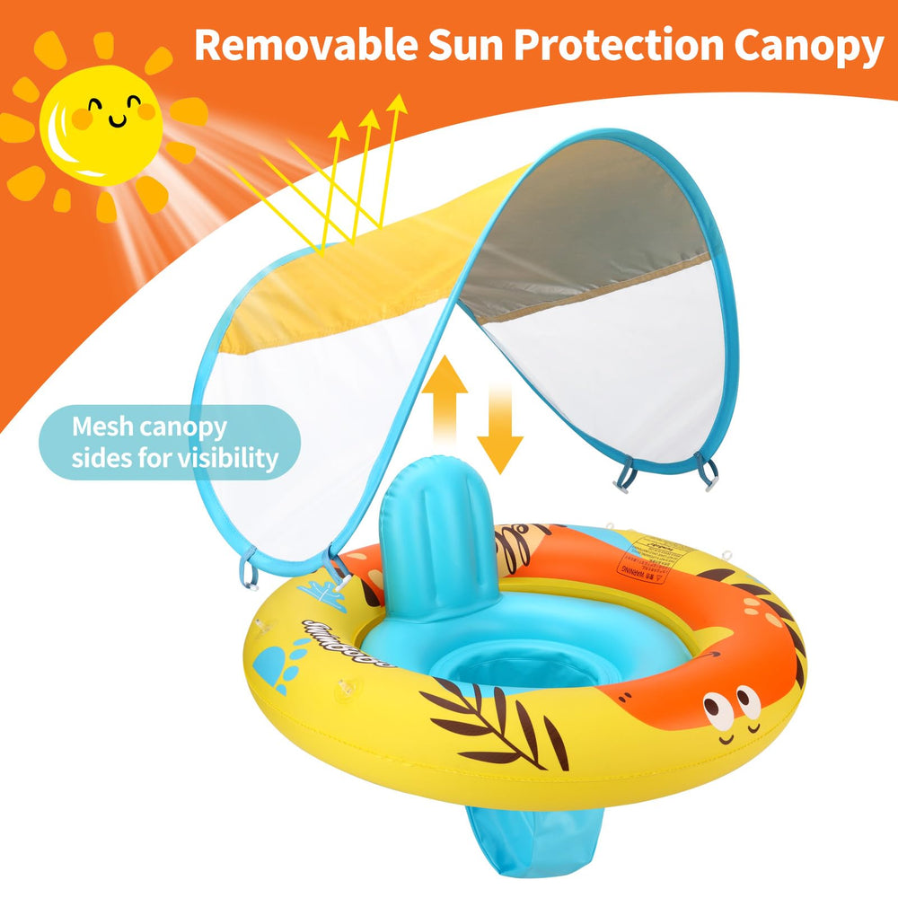 Swimbobo adjustable-seat float helps infants stay upright during pool sessions