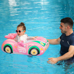 Swimbobo float inflates quickly and folds compactly for easy travel.