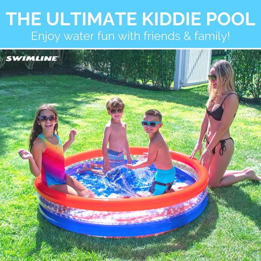 Ball pit setup with the Swimline Americana pool inspiring imaginative play.