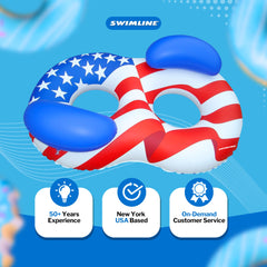 Swimline Americana Conversation Double Ring is easy to wipe clean, inflate, and store.