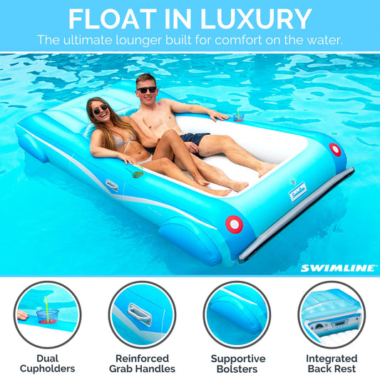 Swimline Classic Convertible Float with dual cupholders for drinks under the sun