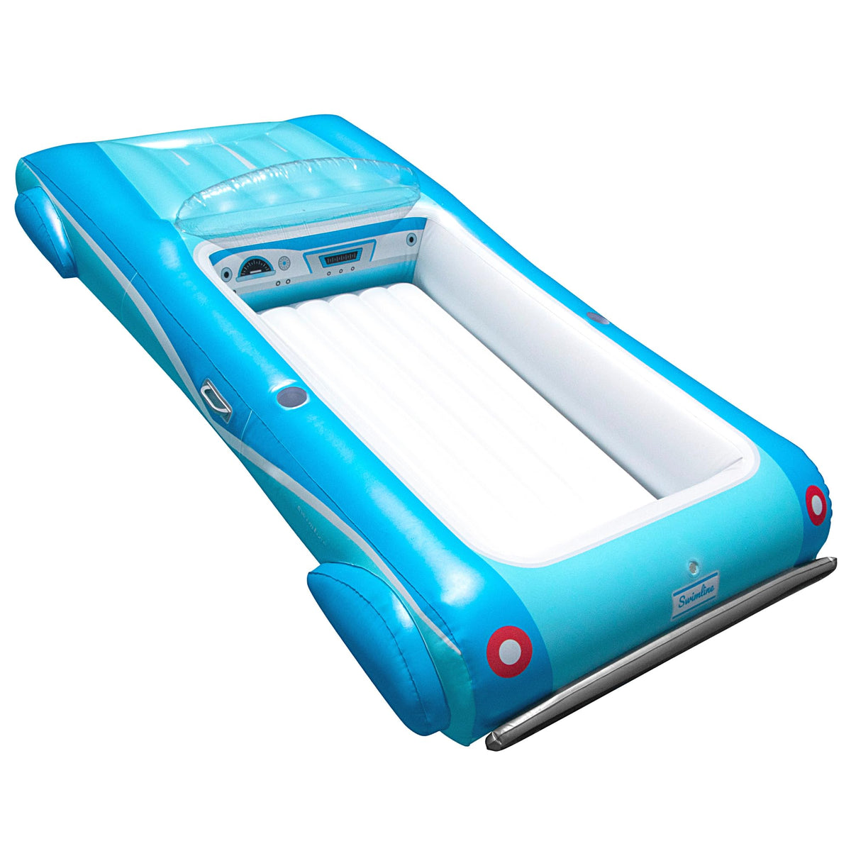 Swimline Classic Convertible Float front view shows the blue exterior for poolside lounging
