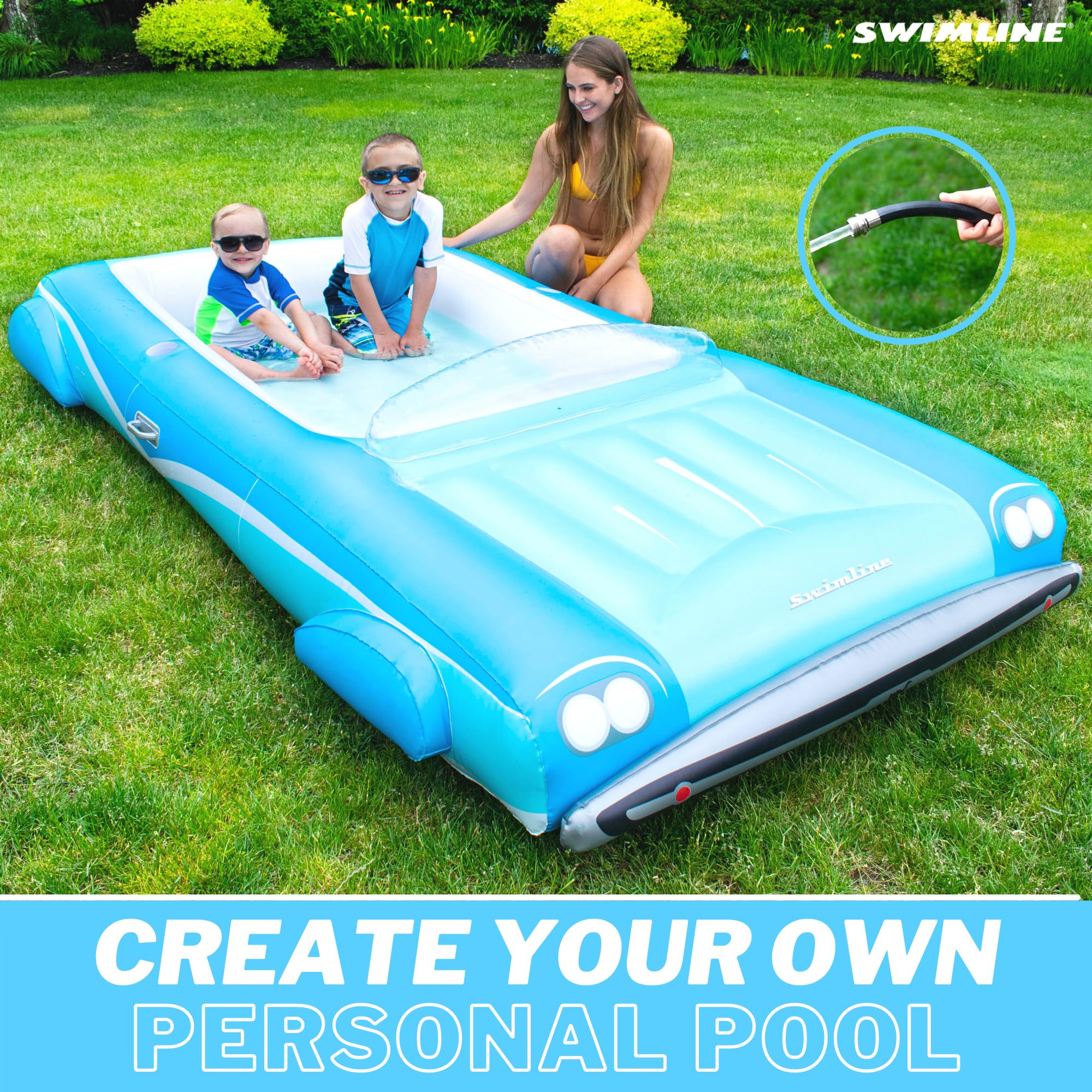 Swimline Classic Convertible Float side view highlighting spacious layout for three passengers