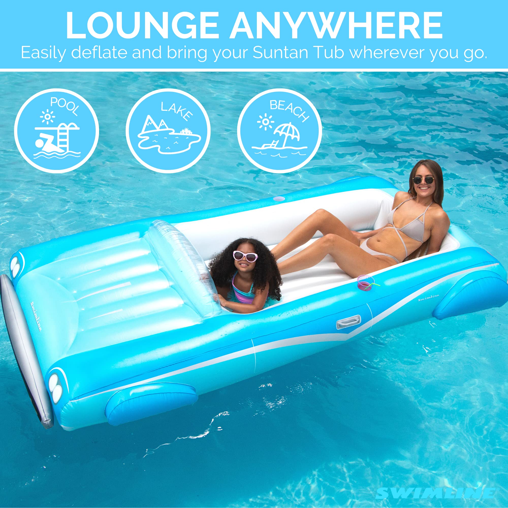 Swimline Classic Convertible Float designed to seat up to three people comfortably