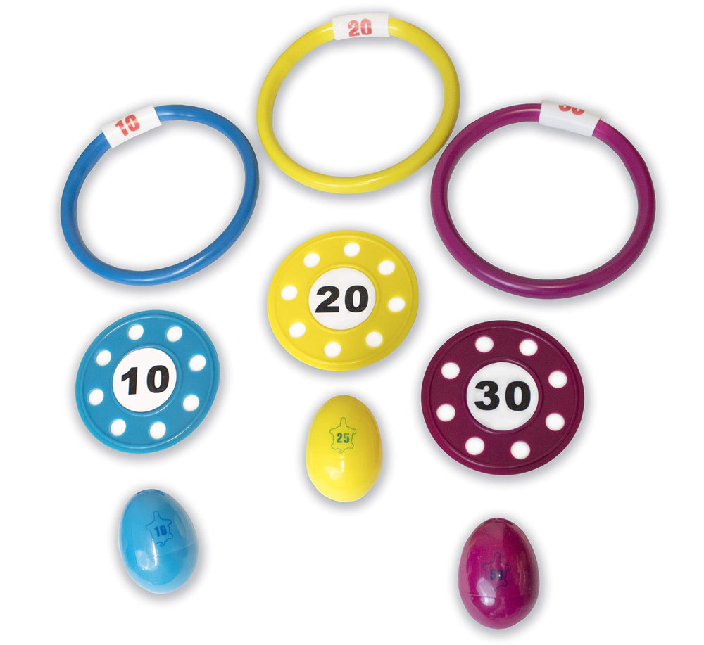 Swimline dive rings and discs for pool practice and bath time fun.