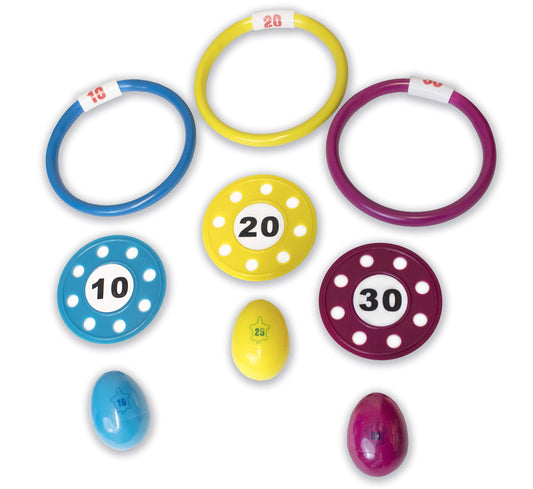 Swimline dive rings and discs for pool practice and bath time fun.