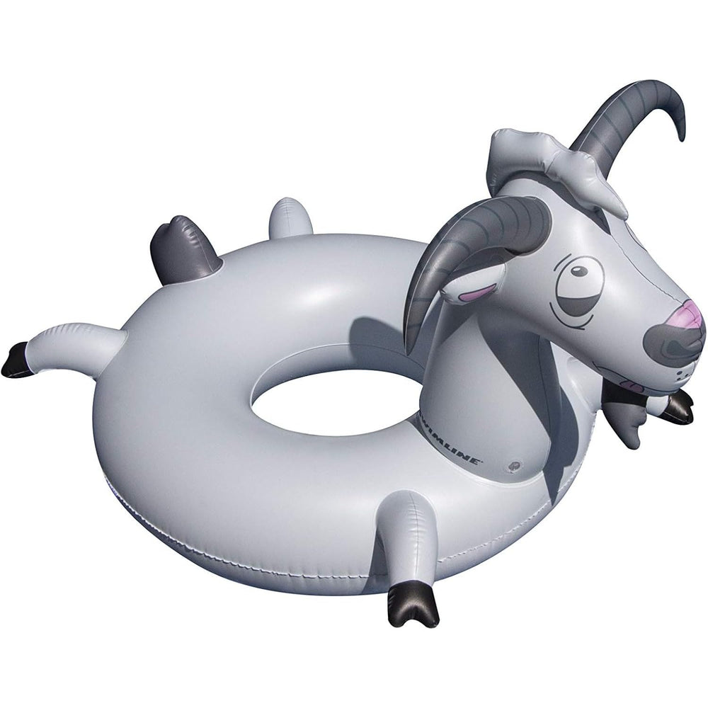 Swimline Goat Swim Ring in grey for poolside relaxation.