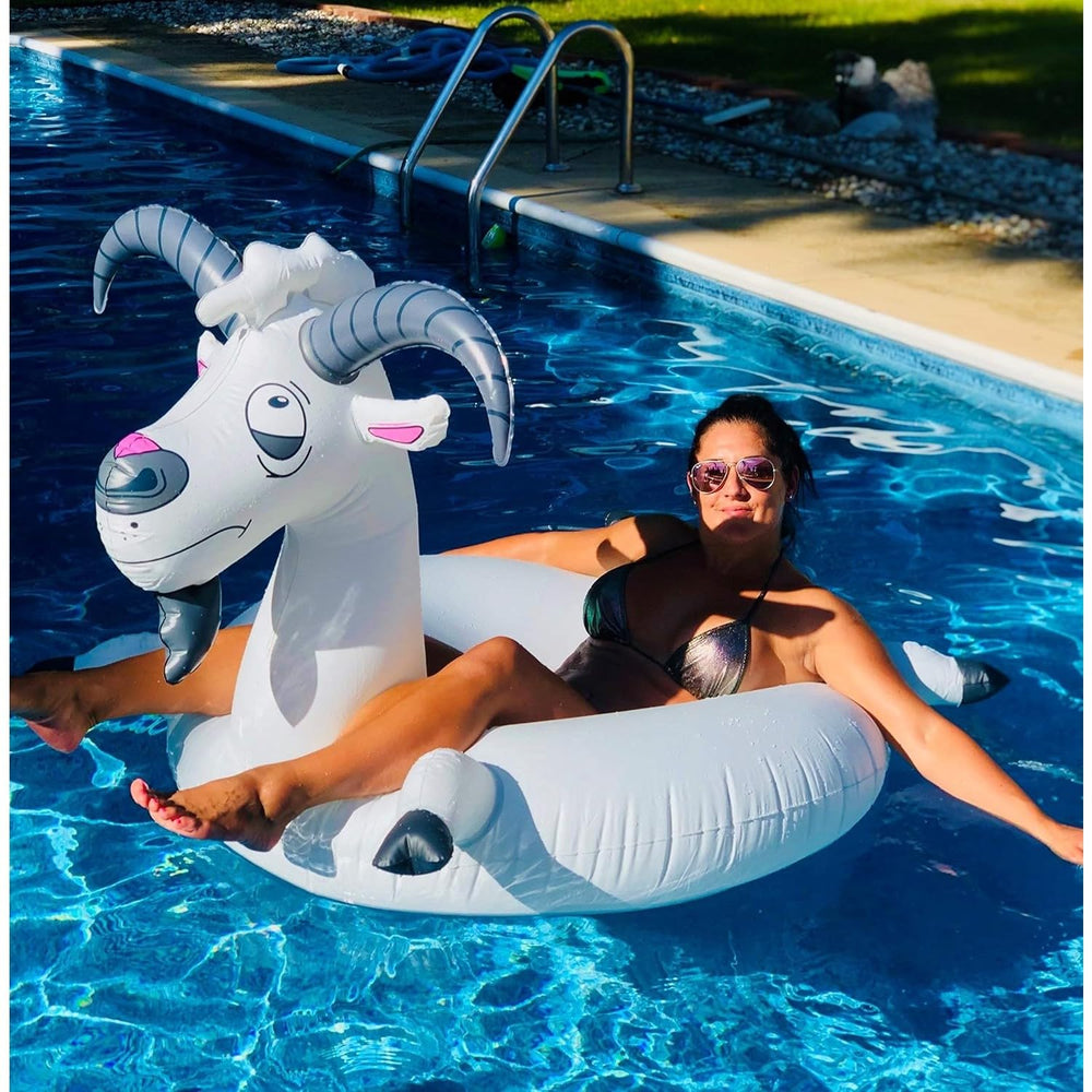 Gift-ready Swimline Goat Ring suited for pool lovers.