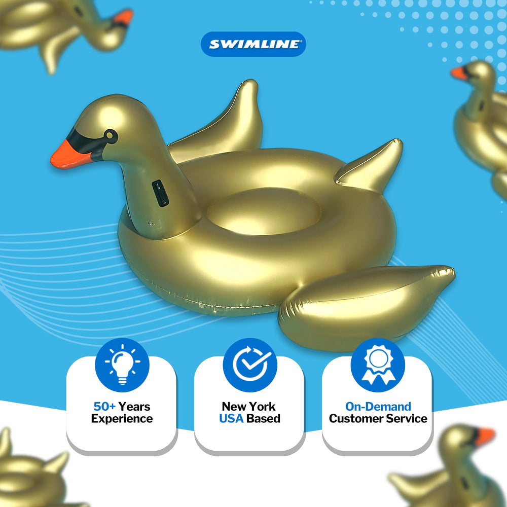 Swimline Golden Goose easy-clean finish keeps float looking new.