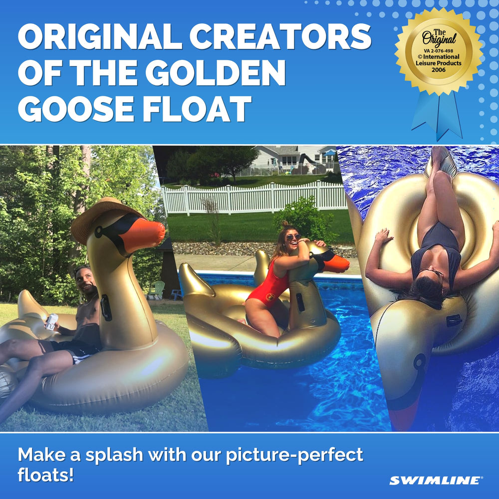 Swimline Golden Goose selfie float brightens poolside photos.