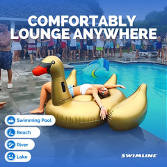 Swimline Golden Goose UV-resistant fabric prevents fading in sun.
