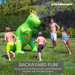 Swimline Humongous Dinosaur Sprinkler inflates quickly for easy setup