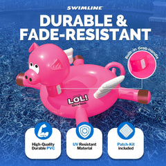 Swimline Original 90266 giant LOL pig float side view ideal for sunlit lounging.