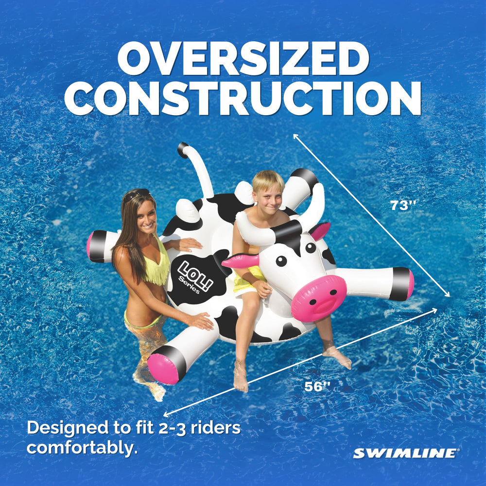 Swimline LOL Cow float inflation valves ensure quick setup and air retention.