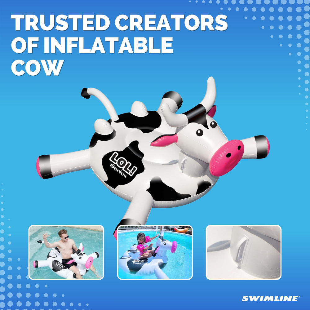 Swimline LOL Cow float selfie-ready angle invites share-worthy pool moments.