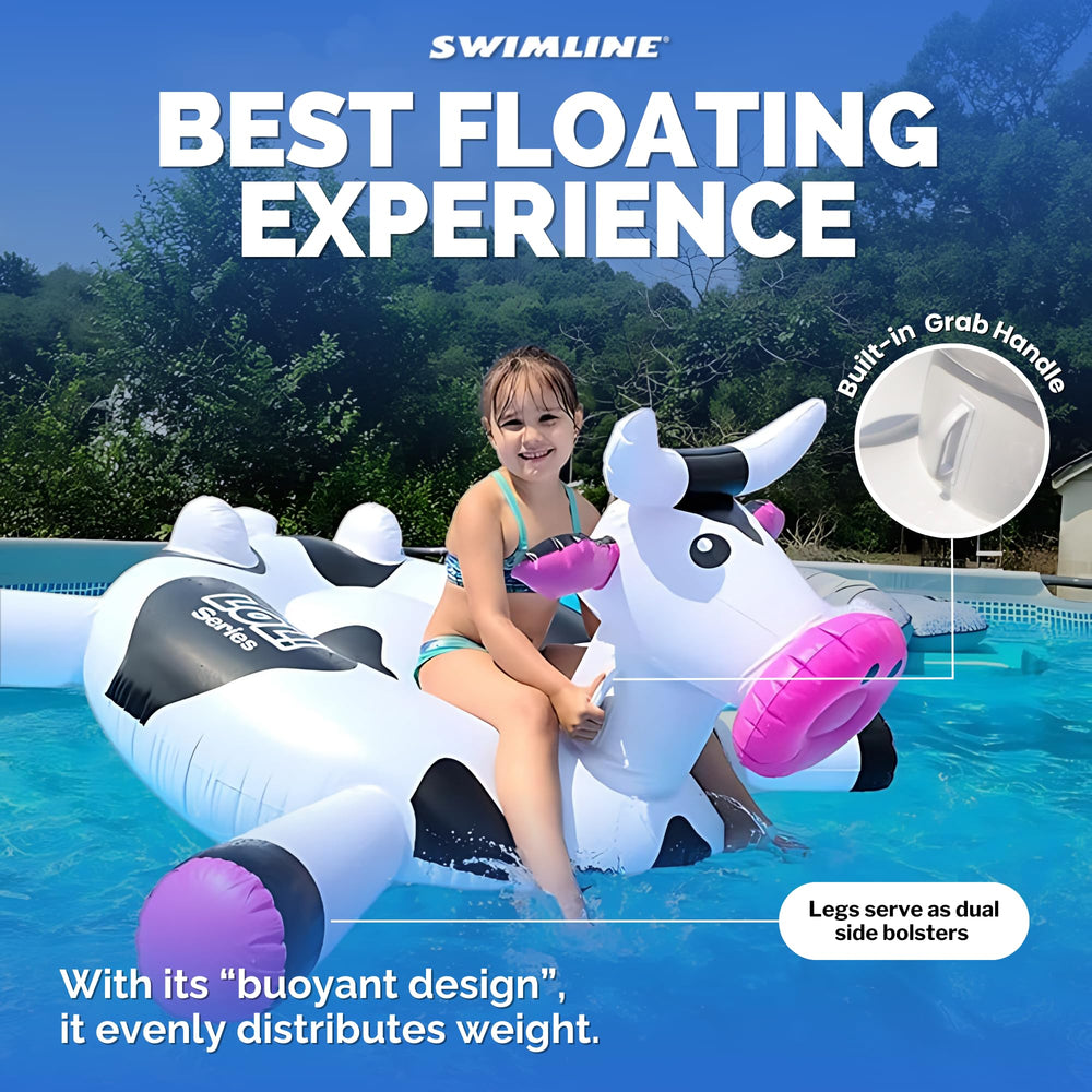 Swimline LOL Cow float wings showcase buoyant support and playful aesthetics.