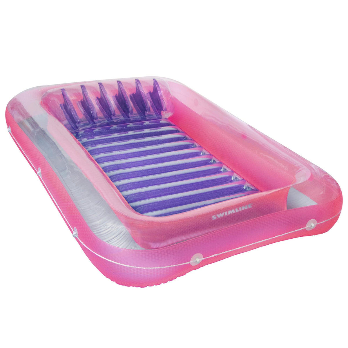 Swimline Original Suntan Tub Classic in pink and purple, roomy lounging for sun soaked pool days.