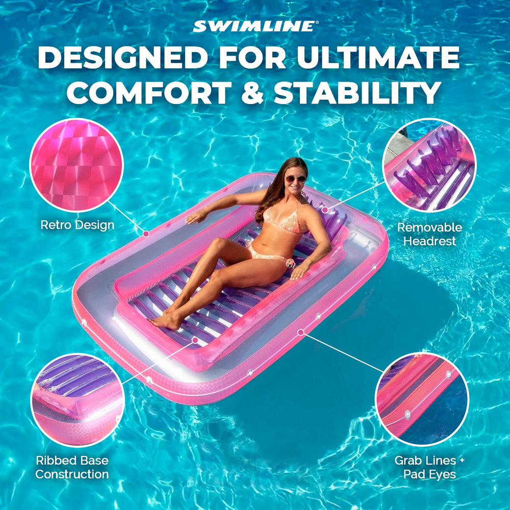 Swimline Original Suntan Tub Classic pink purple, UV resistant durable vinyl for outdoor lounging.