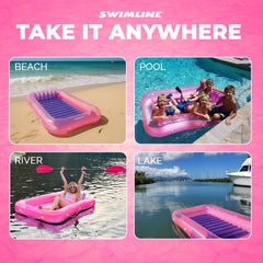 Swimline Original Suntan Tub Classic pink purple, quick inflate and store for easy storage.