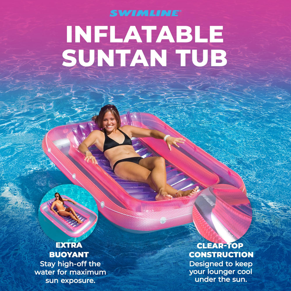 Swimline Original Suntan Tub Classic pink purple, fill with water to stay cool.