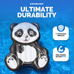 Bold black-and-white panda design stands out in water.