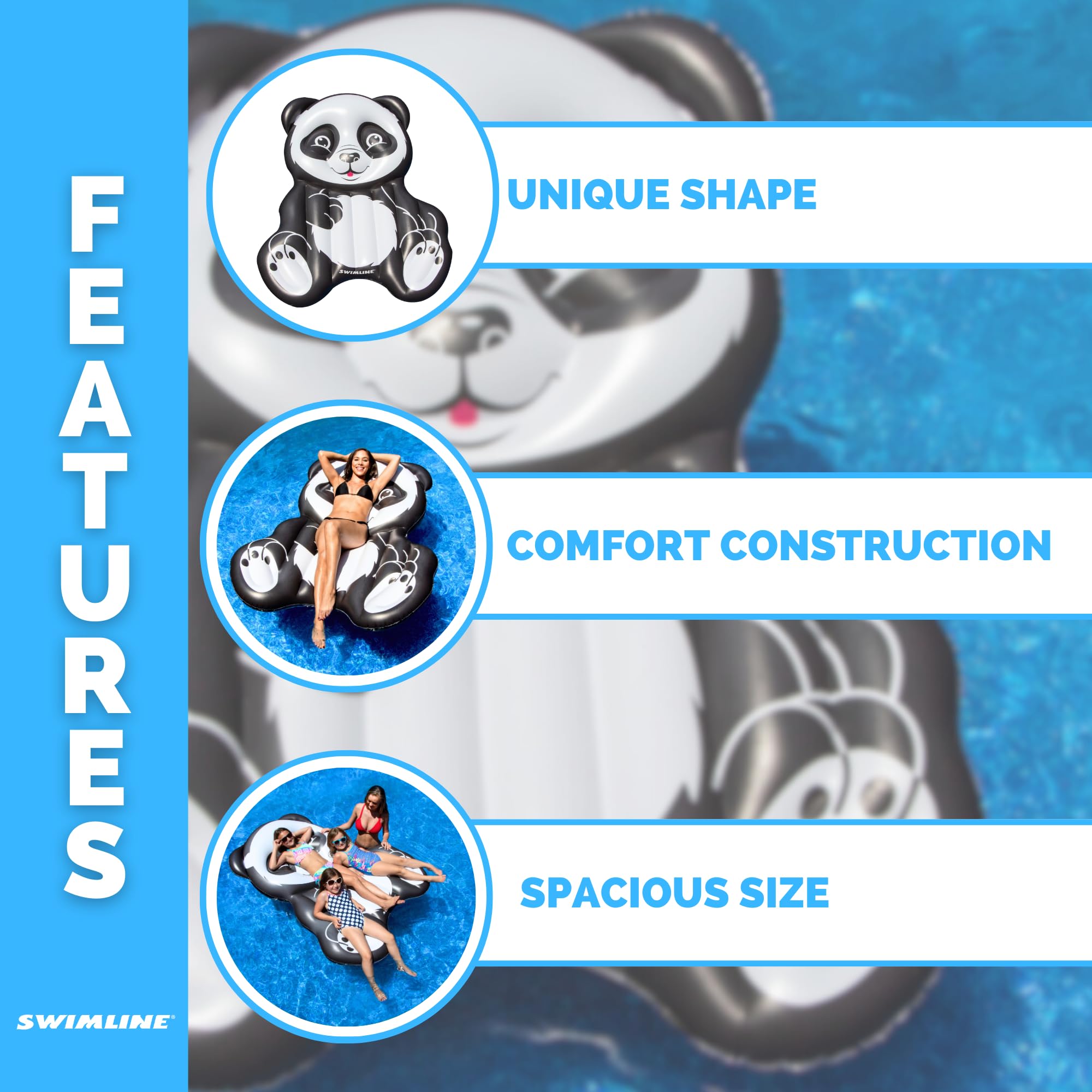 Oversized Swimline Panda float ready for shared relaxation.