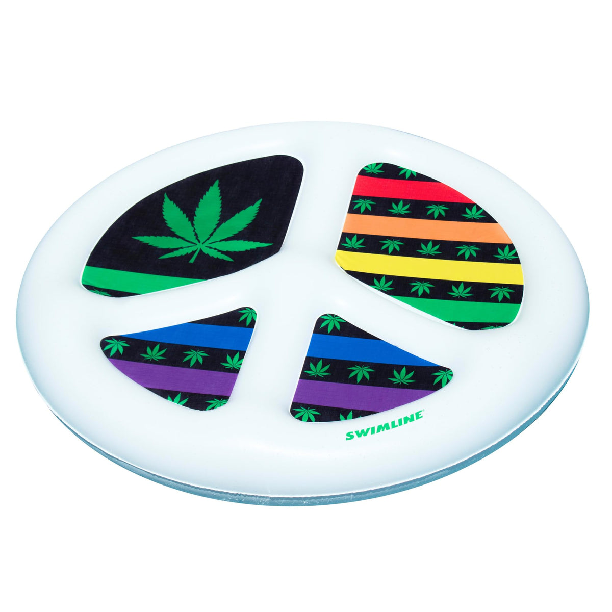 Swimline Peace & Love Island pool float offering durable, spacious lounging for sunny days