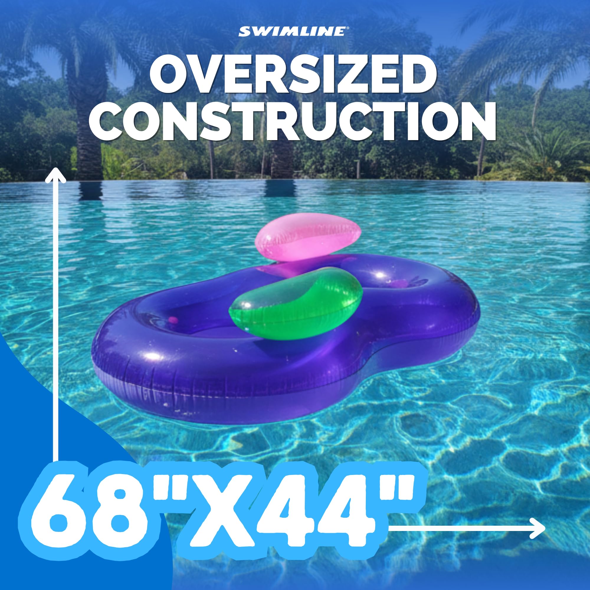 Swimline Side by Side Pool Lounger dimensions 68 x 44 x 20 inches for scale