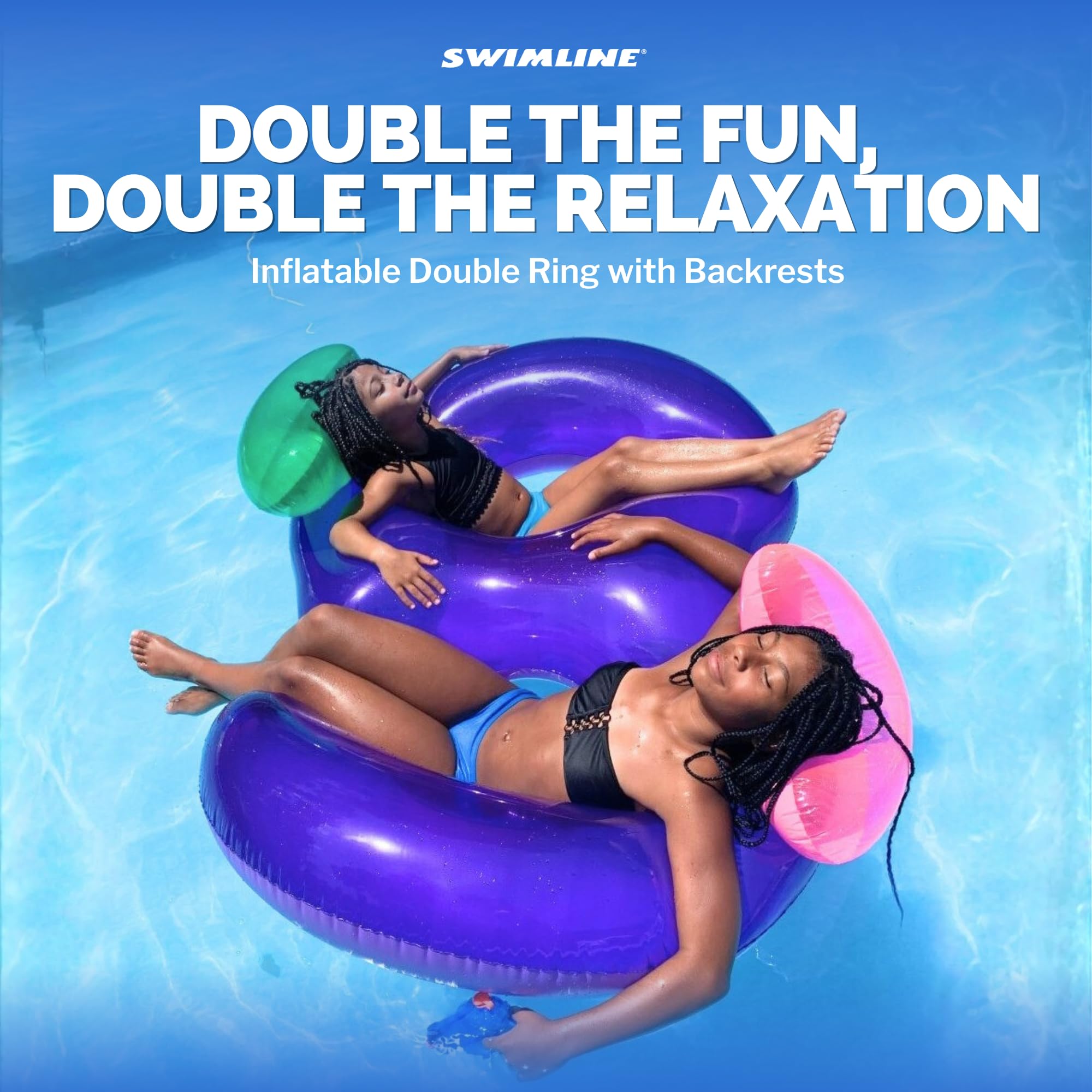 Swimline Side by Side Pool Lounger being inflated for quick setup