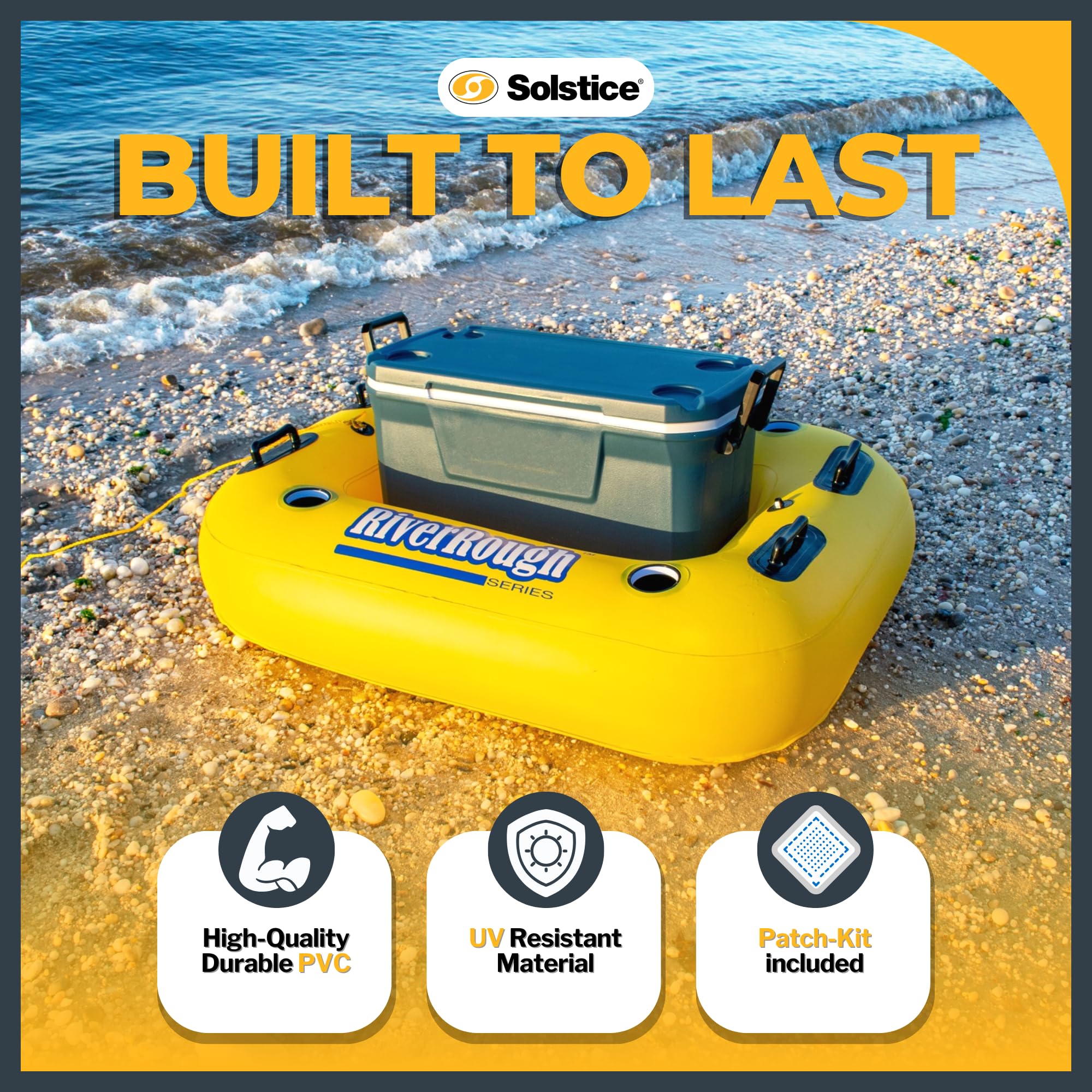 Swimline SOLSTICE cooler raft four cupholders keep drinks within reach.