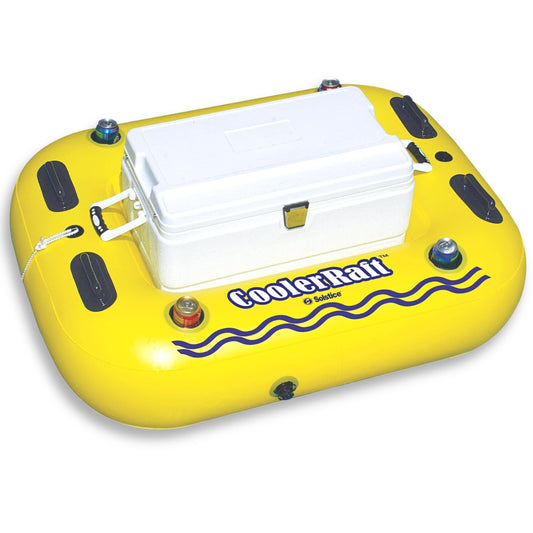 Swimline SOLSTICE cooler raft inflated to 55 inches for all-day water lounging.