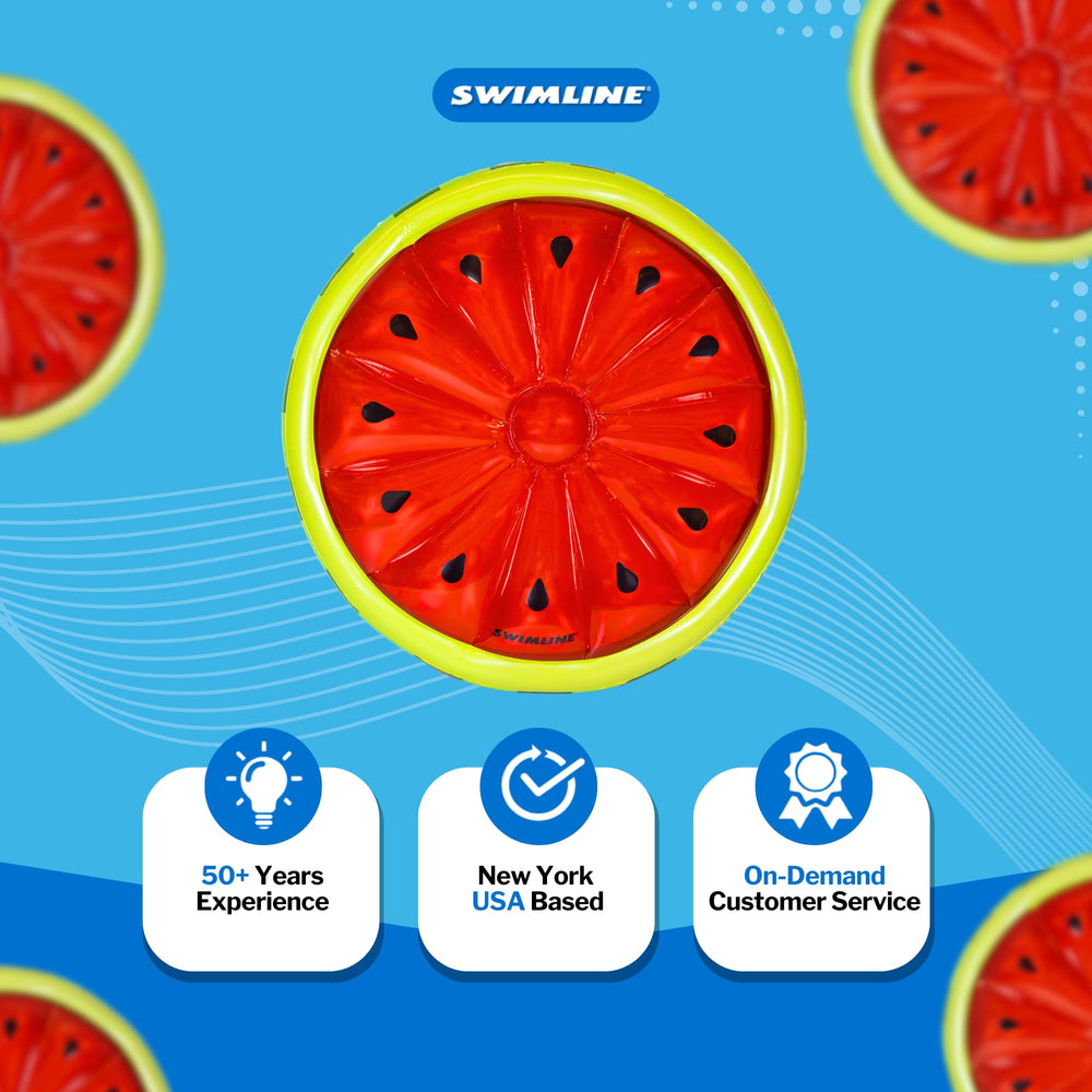 Swimline Watermelon Slice Floating Pool Island ready for quick inflate and storage.