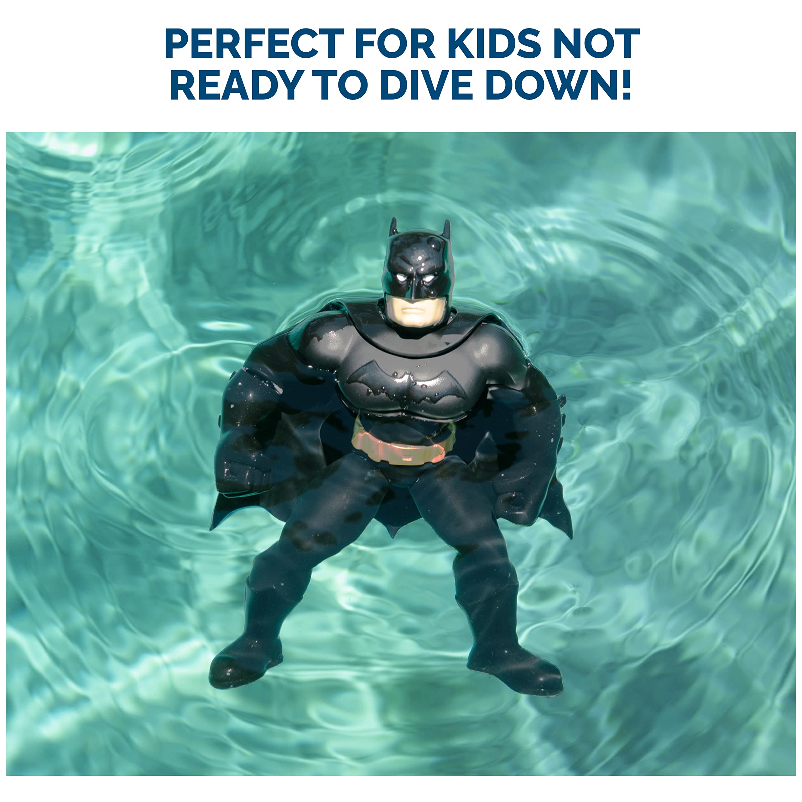 SwimWays Batman figure used on beach and lake for summer fun.
