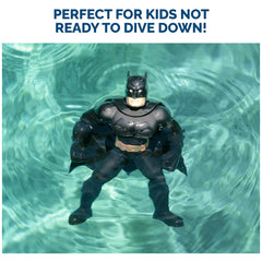 SwimWays Batman figure used on beach and lake for summer fun.