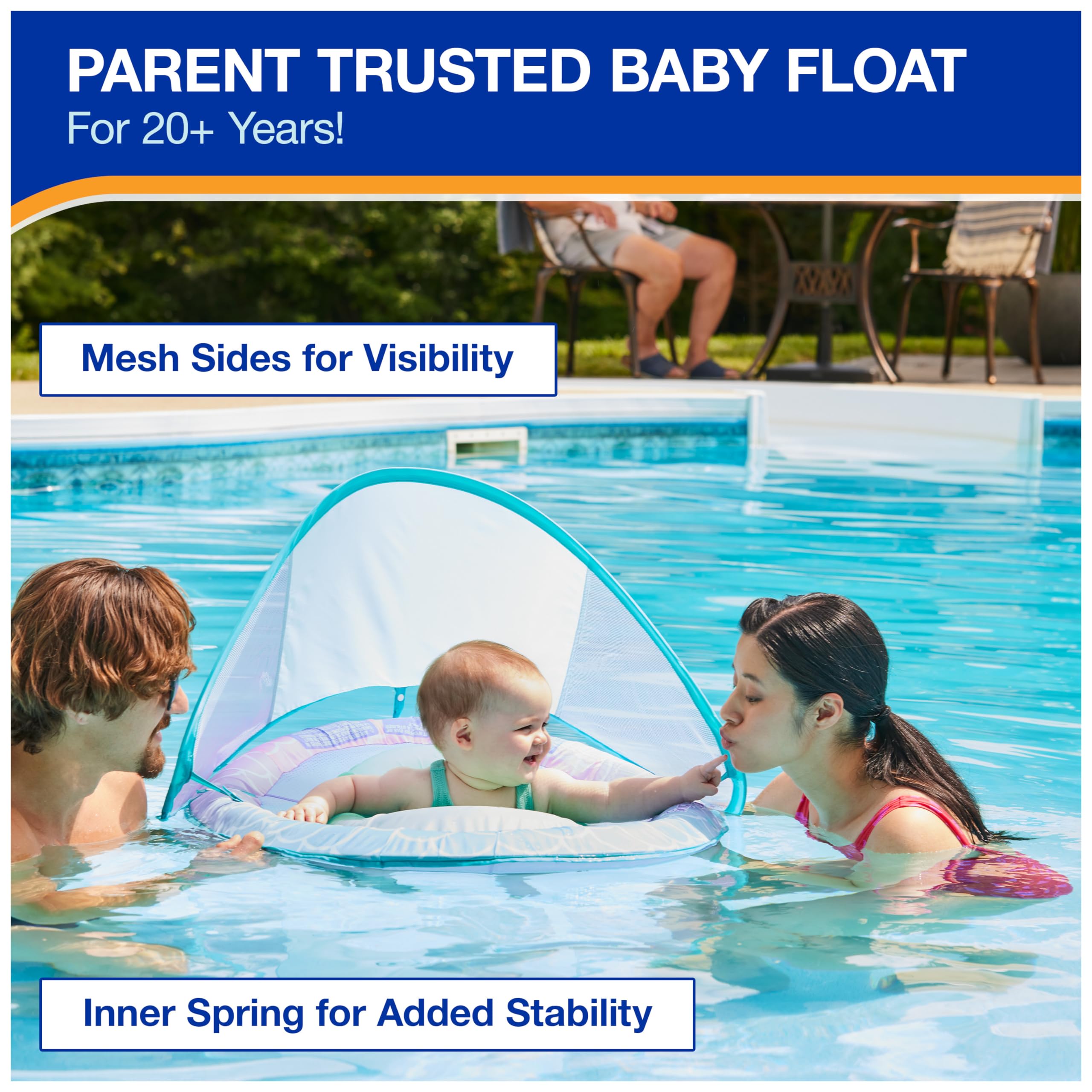SwimWays Inner Spring Stability Edge keeps the float steady along the pool edge.