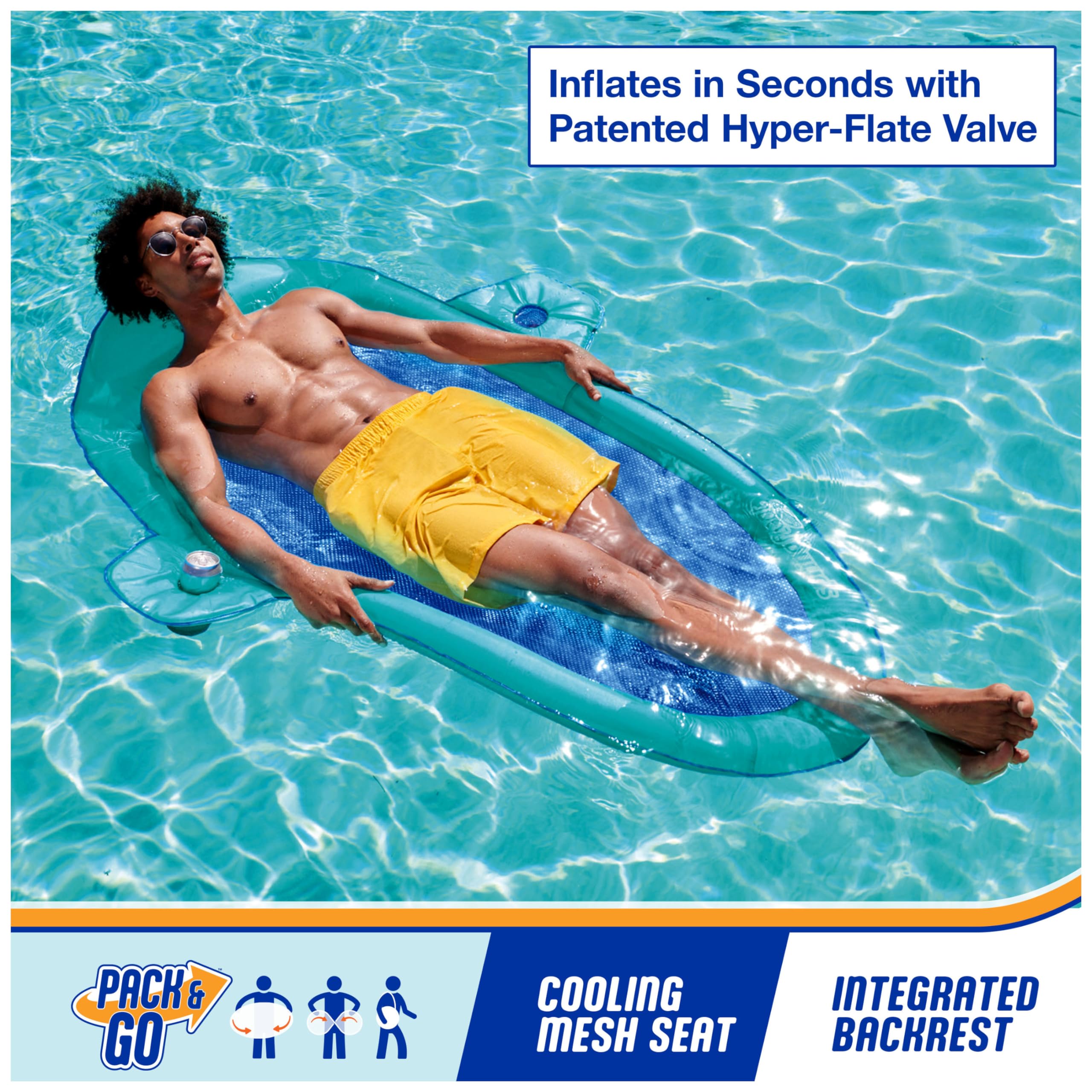 SwimWays SunCatcher mesh cooling fabric keeps you partially submerged for comfort.