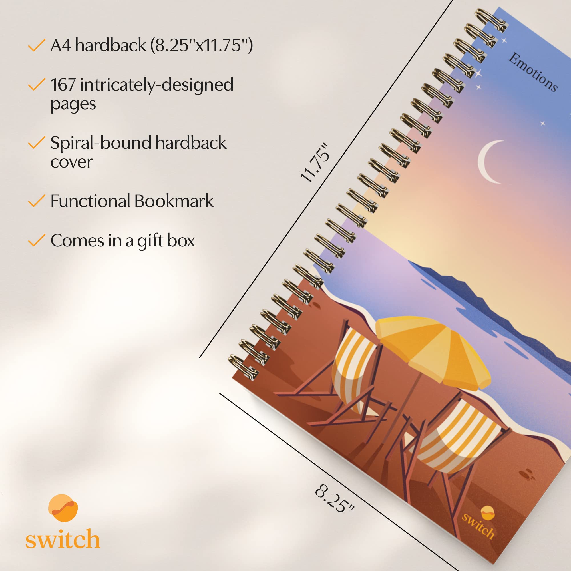 Switch Research Emotions Journal illustrated pages add visual inspiration to journaling.