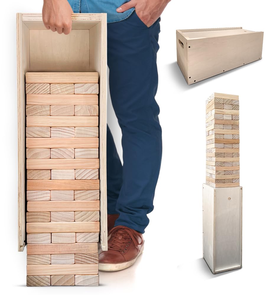 SWOOC Games giant tower setup shows a ready-to-play stack on a sturdy base