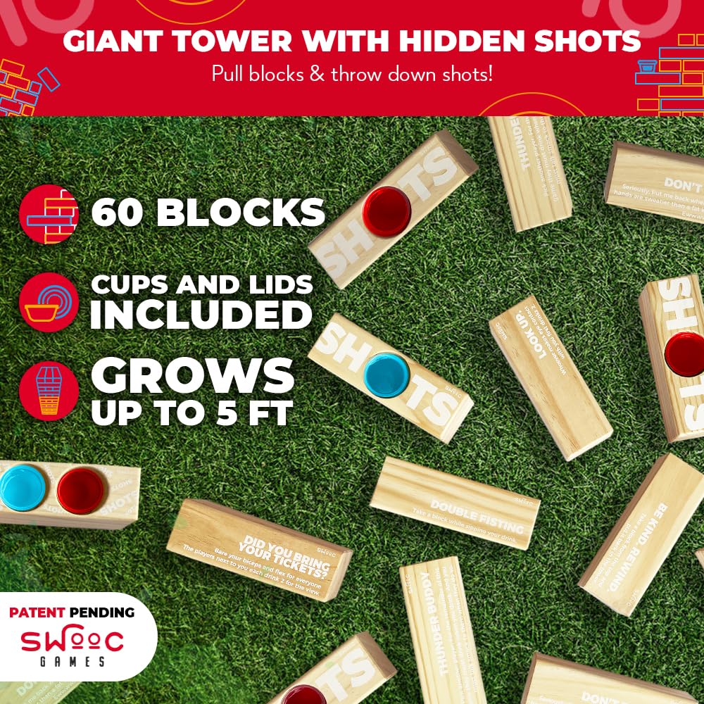 SWOOC Games hidden jello shots block being pulled during play.