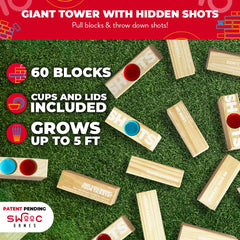SWOOC Games hidden jello shots block being pulled during play.