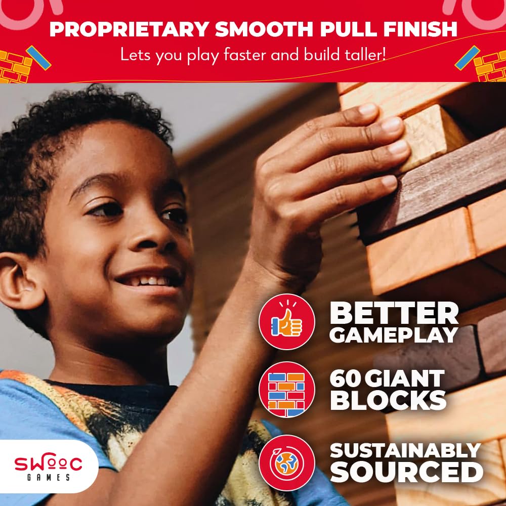 SWOOC giant block dimensions 7-inch blocks for dramatic sturdy tower building