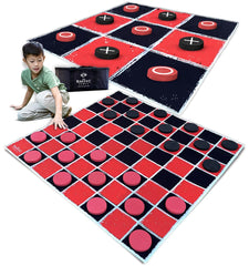 SWOOC giant checkers and tic tac toe mat 4x4 ft outdoors for backyard fun