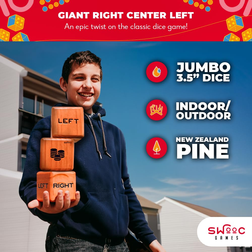 SWOOC giant dice with 24 large red chips for fast-paced rounds outdoors