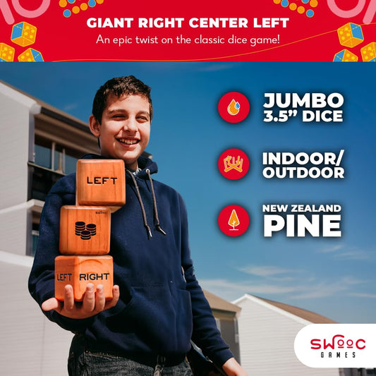 SWOOC giant dice with 24 large red chips for fast-paced rounds outdoors