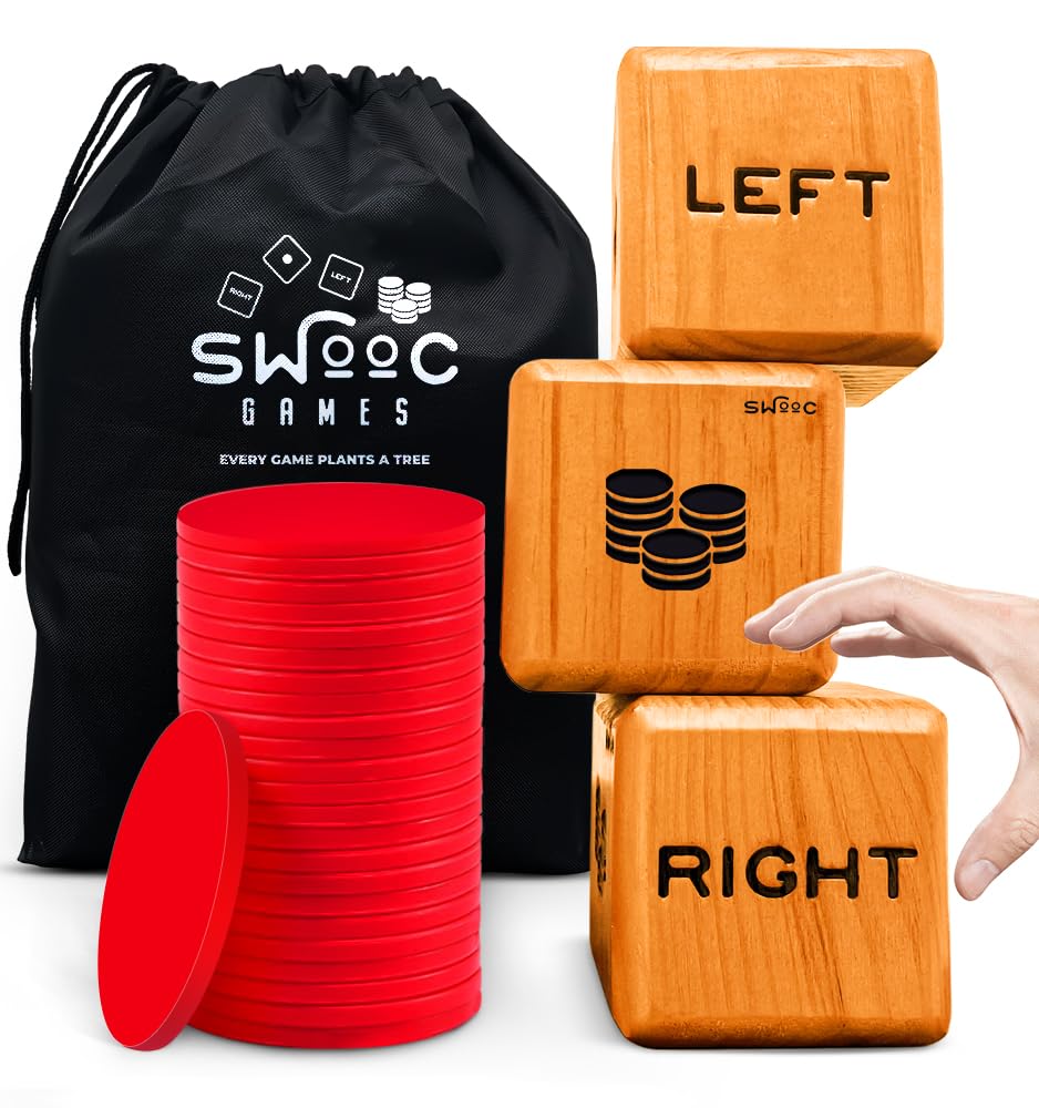 SWOOC Giant Right Center Left Dice, perfect for backyard play and family game nights