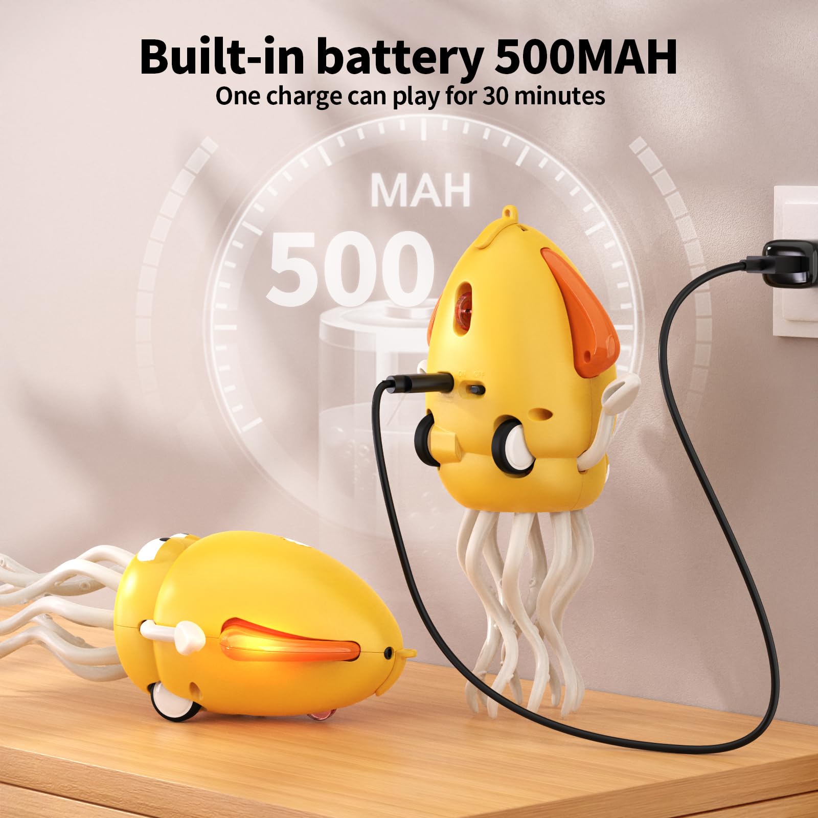 SWTOIPIG Yellow octopus lights up with music for joyful moments.