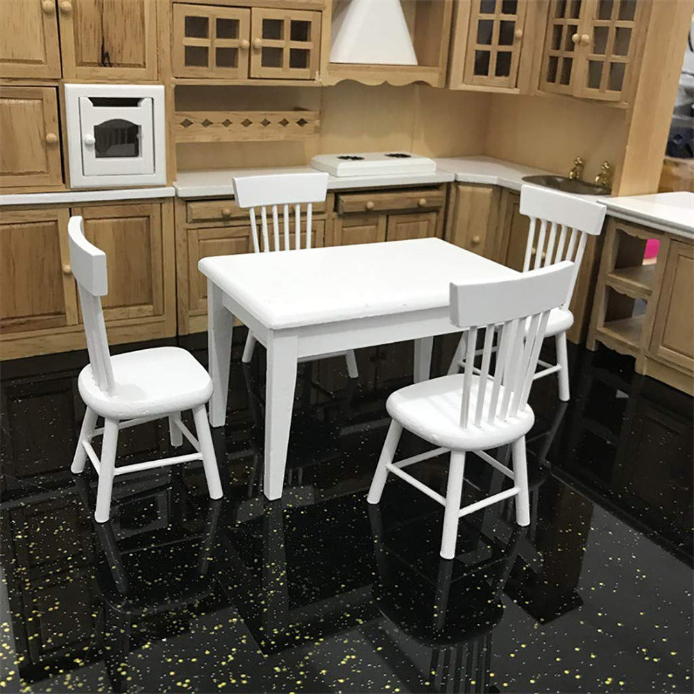 SXFSE white dollhouse dining room decor adds charm